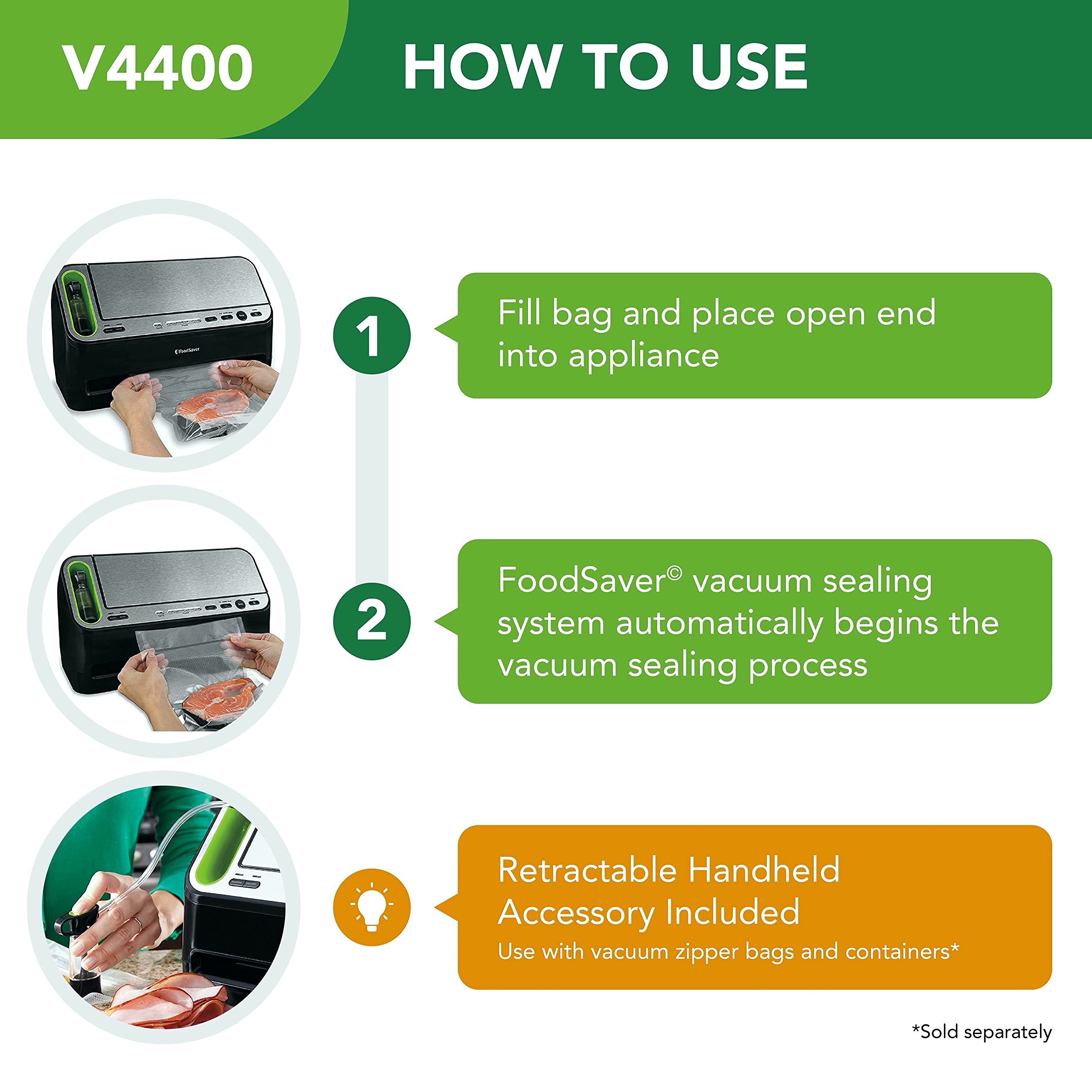 Foodsaver V4400 2 In 1 Vacuum Sealer Machine With Automatic Vacuum Sealer Bag Detection And Starter Kit